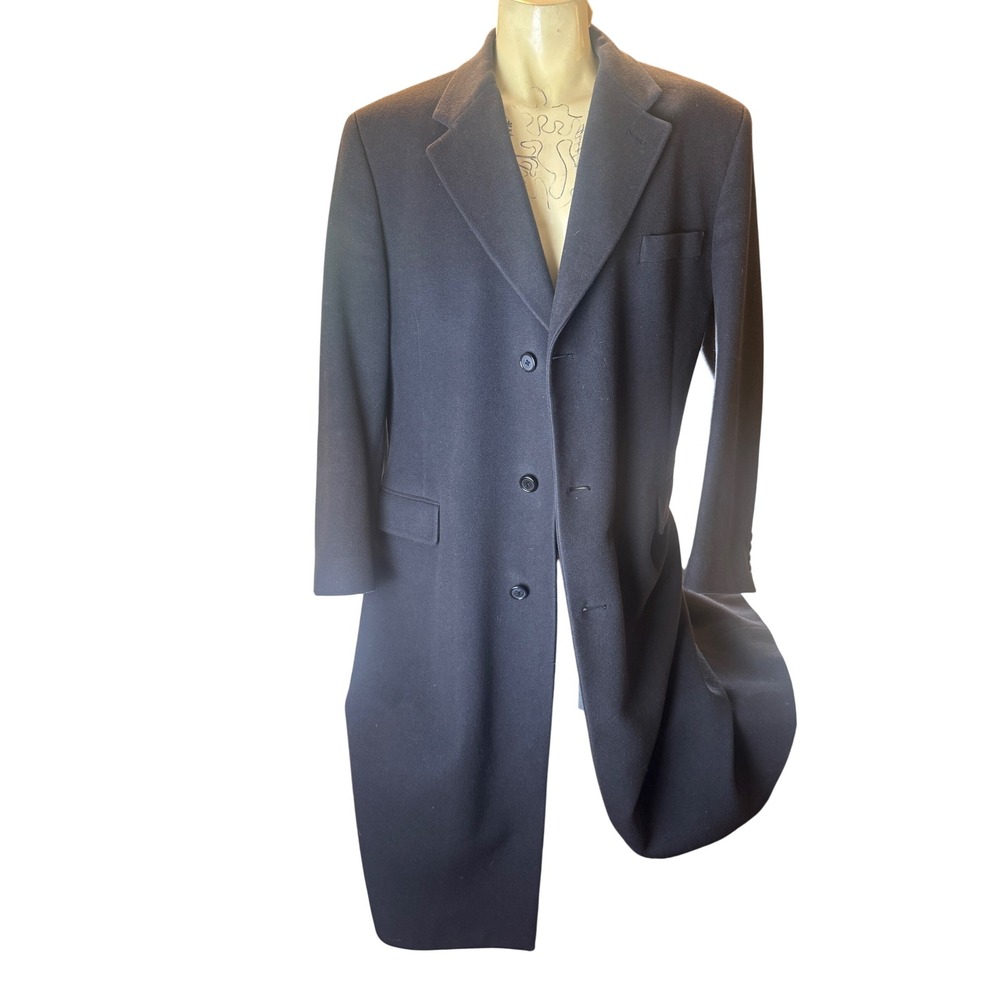 Vintage Brooks Brothers Men's Black Wool Blend Overcoat Made USA Quiet Luxury